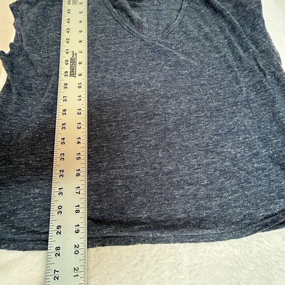 Vince Womens V-Neck Short Sleeve Top Small Linen Heathered Navy Casual Relaxed - Picture 8 of 8